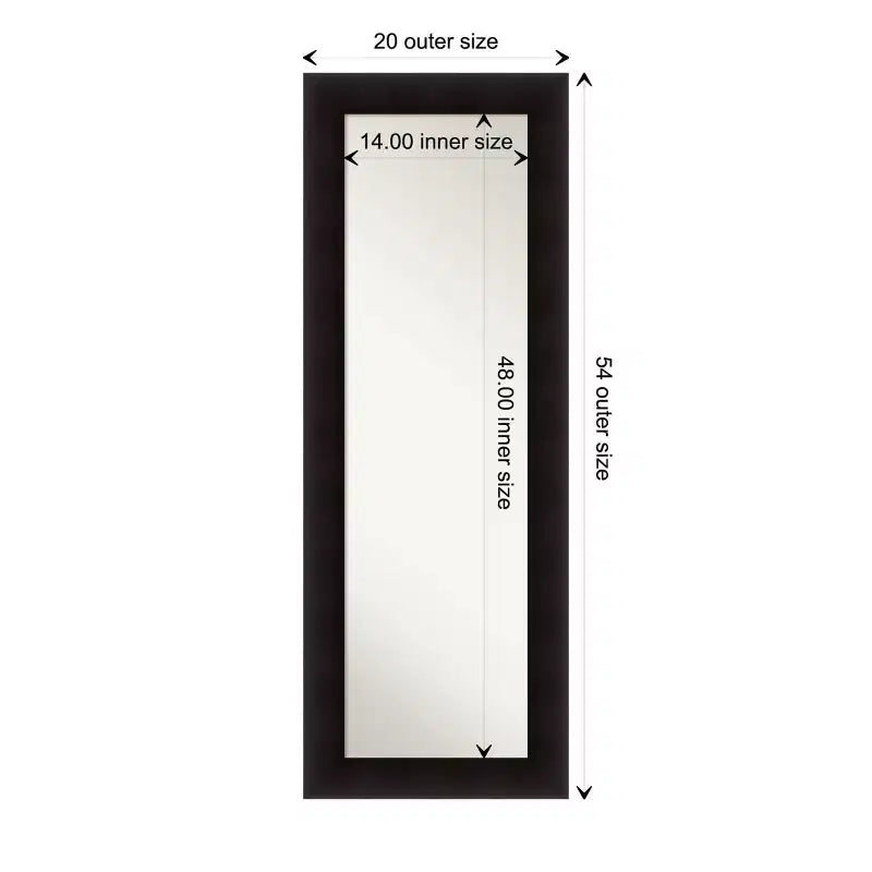 Specchio a figura intera da parete/porta con cornice in legno marrone espresso, rettangolare, singolo