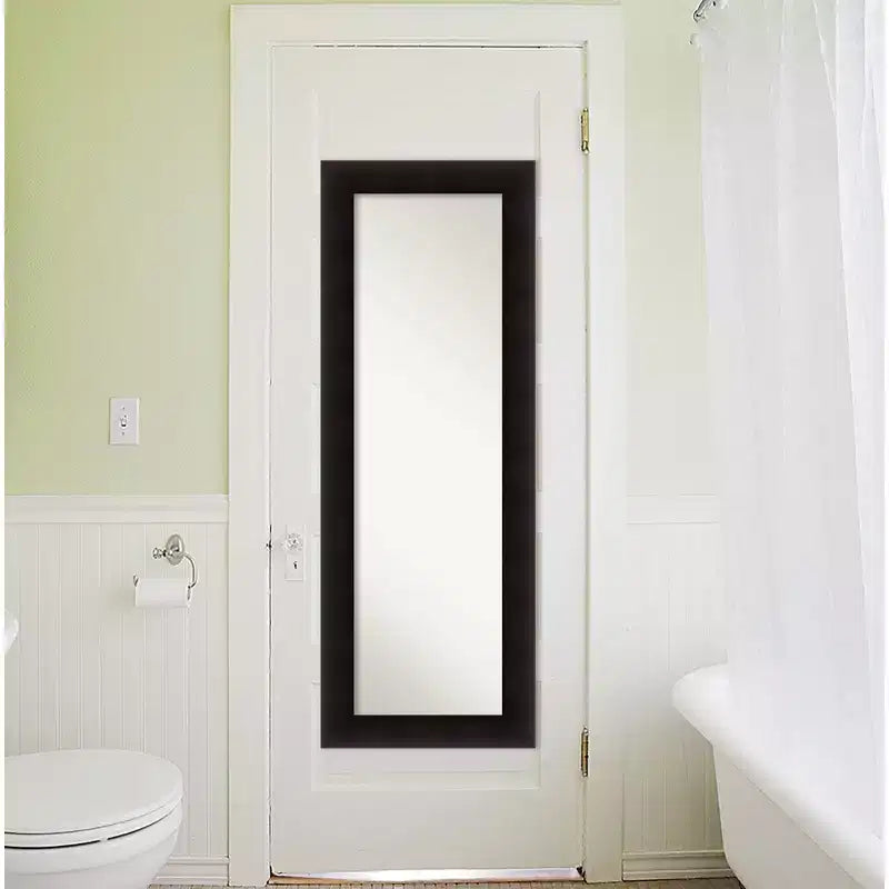 Specchio a figura intera da parete/porta con cornice in legno marrone espresso, rettangolare, singolo