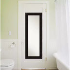Specchio a figura intera da parete/porta con cornice in legno marrone espresso, rettangolare, singolo