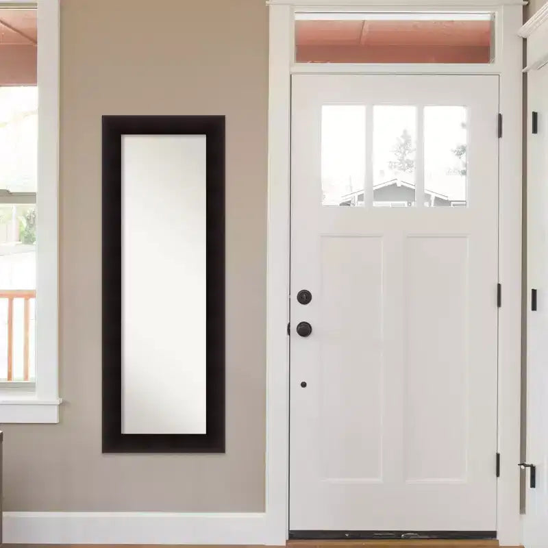 Specchio a figura intera da parete/porta con cornice in legno marrone espresso, rettangolare, singolo