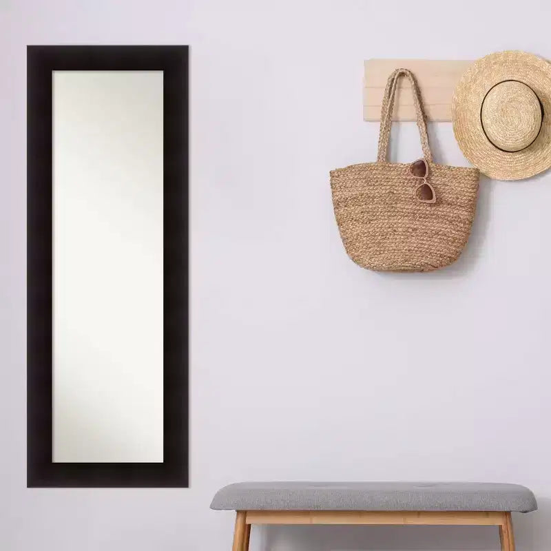 Specchio a figura intera da parete/porta con cornice in legno marrone espresso, rettangolare, singolo