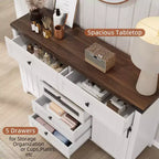 Cassettiera con 5 cassetti e ante scorrevoli stile fienile, colore bianco – Singolo