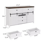 Cassettiera con 5 cassetti e ante scorrevoli stile fienile, colore bianco – Singolo
