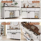 Cassettiera con 5 cassetti e ante scorrevoli stile fienile, colore bianco – Singolo