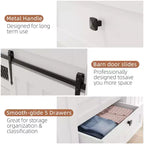 Cassettiera con 5 cassetti e ante scorrevoli stile fienile, colore bianco – Singolo