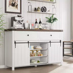 Cassettiera con 5 cassetti e ante scorrevoli stile fienile, colore bianco – Singolo