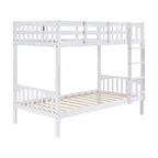 Karl Home White Bunk Bed Twin Over Twin with LED Lights and USB Port Charge Station