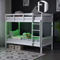 Letto a castello singolo su singolo bianco con luci a LED e ricarica USB, per 2 persone