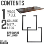 Scrivania in legno nero con gambe quadre in metallo, 1 persona