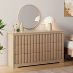 Modern Fluted Dresser with Drawers,Wooden Chest of Drawers with Handleless,Wood Clothes Closet Organizer with Deep Storage for Hallway, Living Room