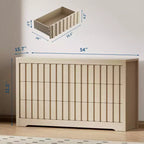 Comò naturale a 6 cassetti con scanalature – Cassettiera in legno senza maniglie per 1 persona