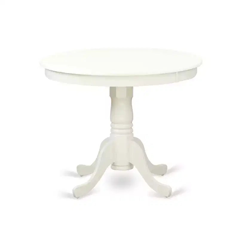 Set tavolo da pranzo rotondo bianco lino, 4 posti, 5 pezzi