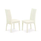 Set tavolo da pranzo rotondo bianco lino, 4 posti, 5 pezzi