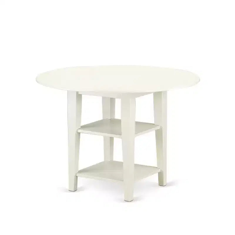 Set da pranzo allungabile 5 pezzi Linen White, schienale alto, 4 posti a sedere