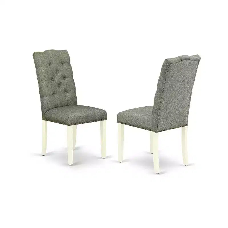Set da pranzo allungabile 5 pezzi Linen White, schienale alto, 4 posti a sedere