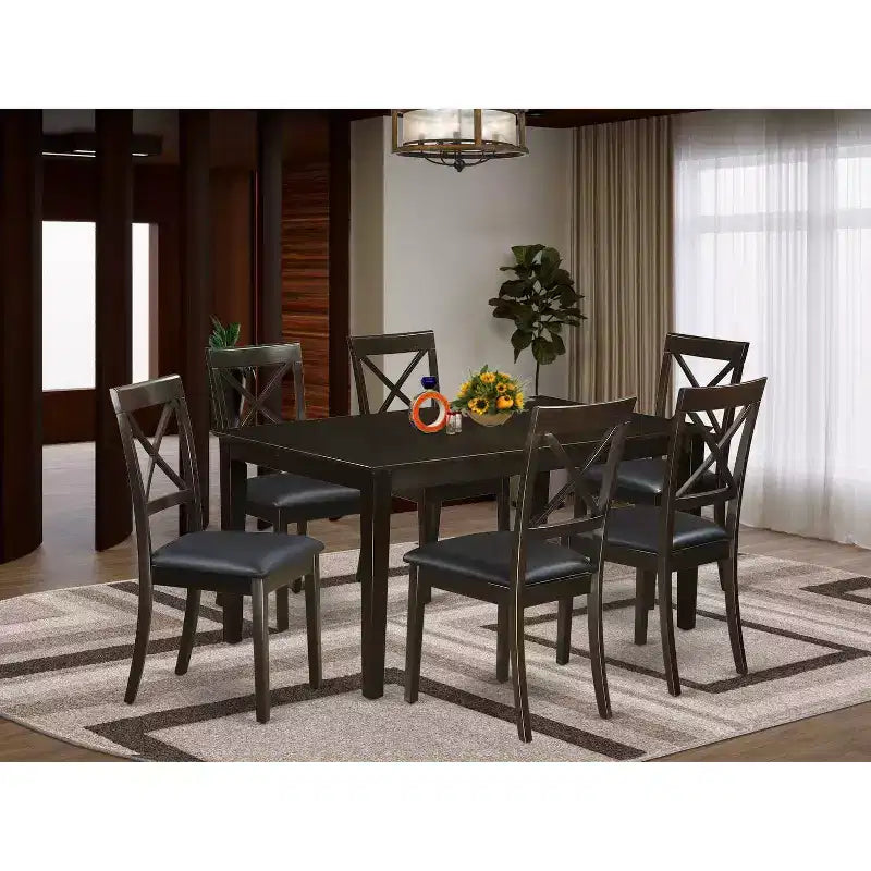 Set da pranzo quadrato Cappuccino, 7 pezzi, 6 posti