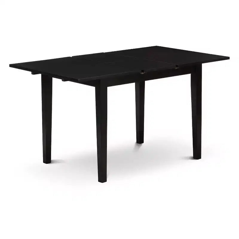 Set tavolo da pranzo rettangolare nero in legno, sedie in similpelle, 2 posti, 3 pezzi
