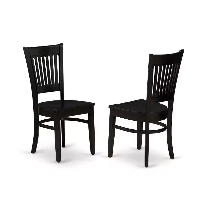 Set tavolo da pranzo rettangolare nero in legno, sedie in similpelle, 2 posti, 3 pezzi