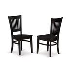 Set tavolo da pranzo rettangolare nero in legno, sedie in similpelle, 2 posti, 3 pezzi