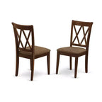 Set da 3 pezzi tavolo da pranzo rotondo, mogano, 2 posti, sedie in similpelle