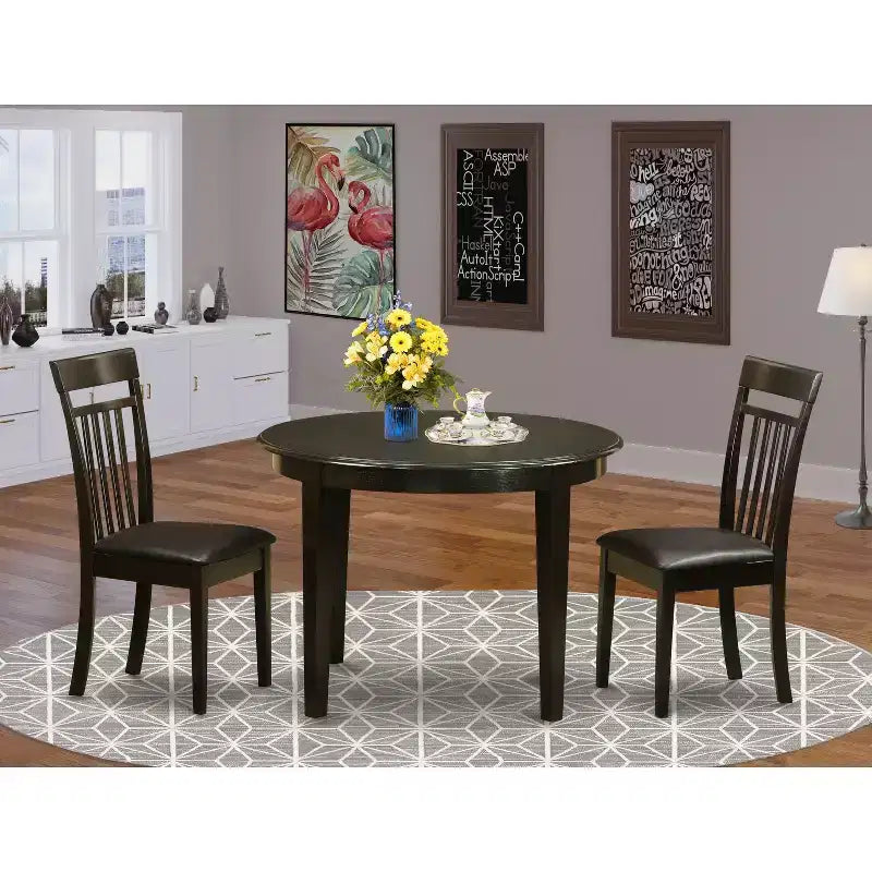 Set tavolo da pranzo quadrato in legno marrone, 3 pezzi, 4 posti