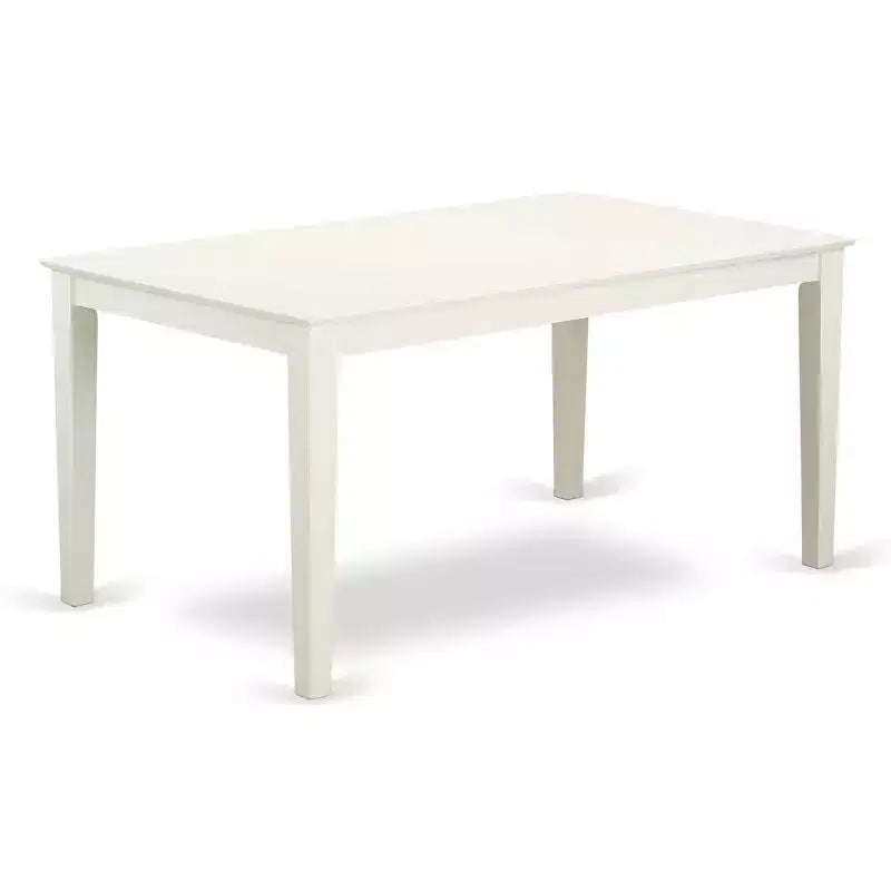 Set da pranzo rettangolare bianco a 7 pezzi, 6 posti – Struttura in legno e sedie in similpelle