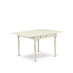 Set da pranzo rettangolare in 5 pezzi in lino bianco, 4 posti a sedere