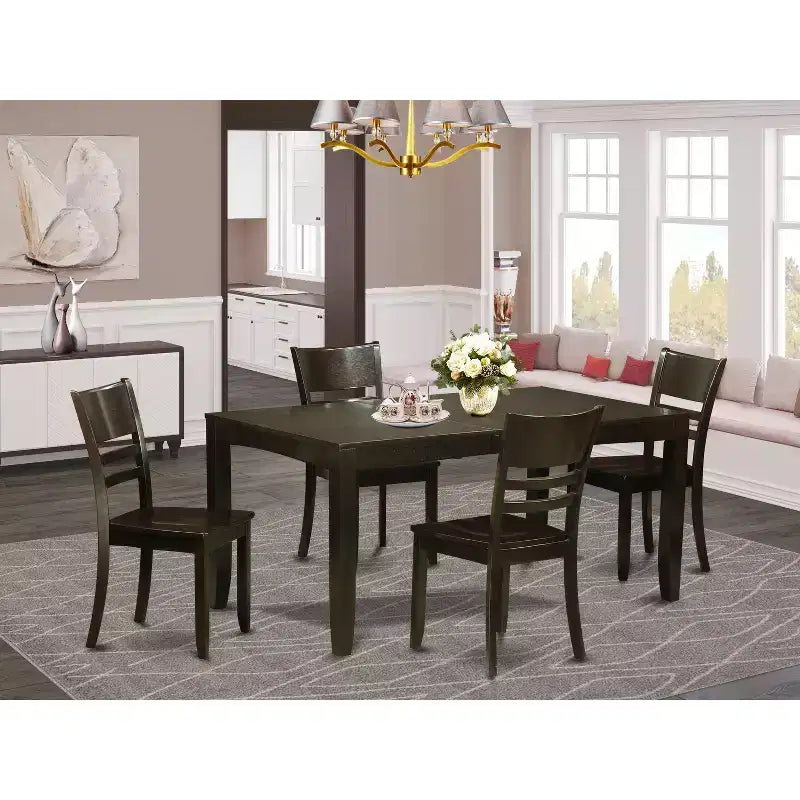 Set da pranzo allungabile in legno marrone e similpelle, stile Art Déco, posti a sedere fino a 6