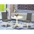 Set da pranzo 3 pezzi in lino bianco, schienale alto, 2 posti