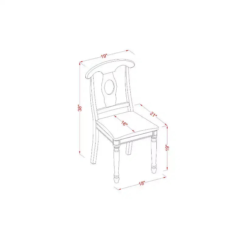 Set da pranzo in 5 pezzi in legno marrone sella e similpelle, 4 posti a sedere