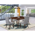 Set da pranzo di 5 pezzi in mogano, con rivestimento in similpelle – 4 posti a sedere