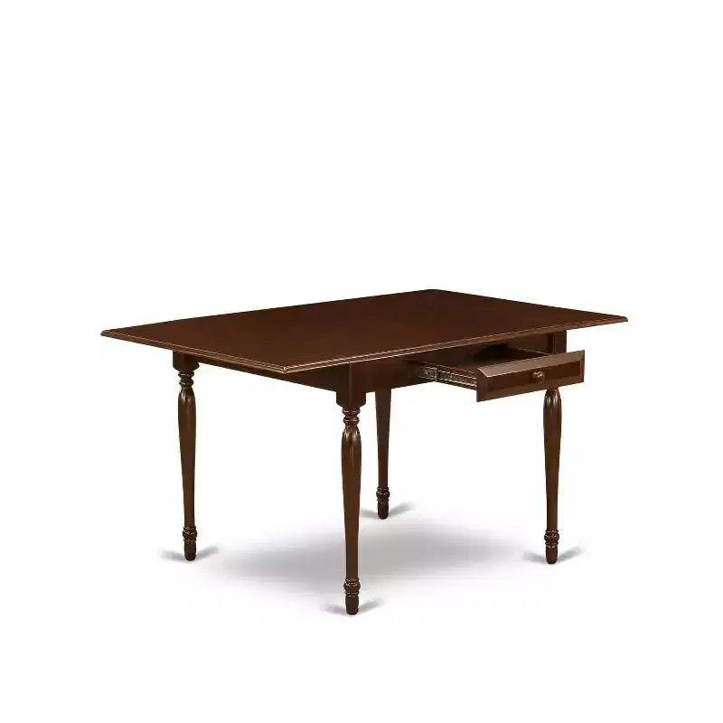 Set da pranzo di 5 pezzi in mogano, con rivestimento in similpelle – 4 posti a sedere