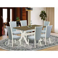 Set tavolo da pranzo rotondo in legno, marrone scuro, 6 posti, 7 pezzi