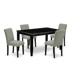 5-Piece Black Finish Solid Wood Top-Rectangular Dining Room Set-Seats 4