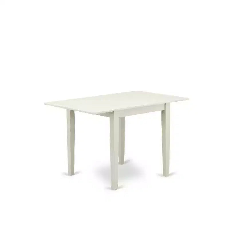 HomeStock 3-Pc Linen White Finish Rectangular Solid Wood Top with Dropleaf Dining Table Set