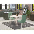 Set da pranzo da 3 pezzi con tavolo pieghevole Linen White per 2 persone, struttura in legno e sedie in ecopelle