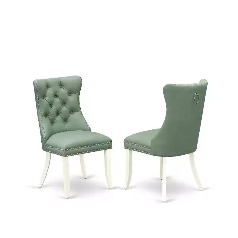 Set da pranzo da 3 pezzi con tavolo pieghevole Linen White per 2 persone, struttura in legno e sedie in ecopelle