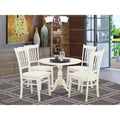 Set da pranzo rotondo bianco 5 pezzi, 4 posti – Tavolo in legno e sedie con braccioli in similpelle