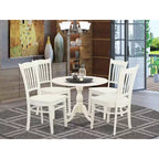 Set da pranzo rotondo bianco 5 pezzi, 4 posti – Tavolo in legno e sedie con braccioli in similpelle
