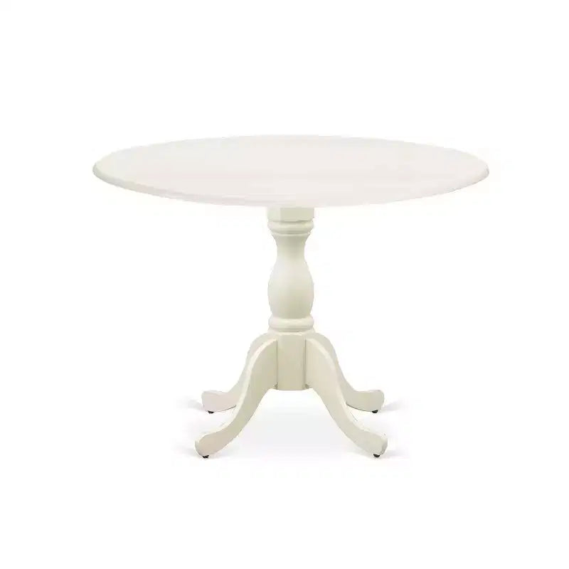 Set da pranzo rotondo bianco 5 pezzi, 4 posti – Tavolo in legno e sedie con braccioli in similpelle
