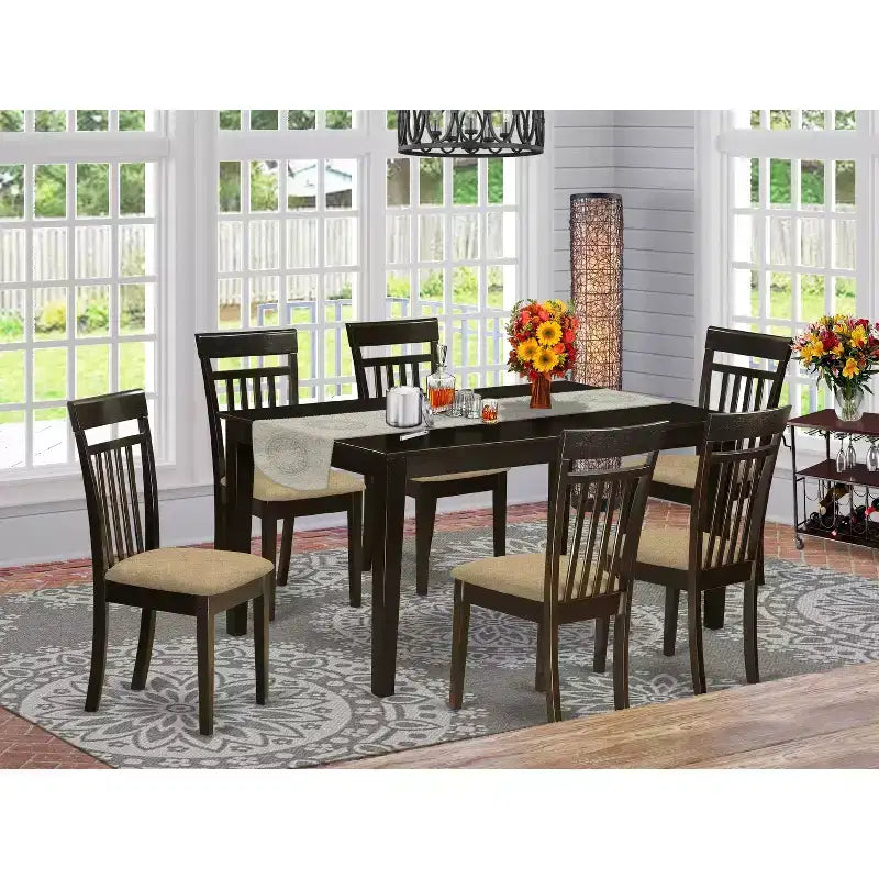Set da pranzo rettangolare 7 pezzi Cappuccino, 6 posti