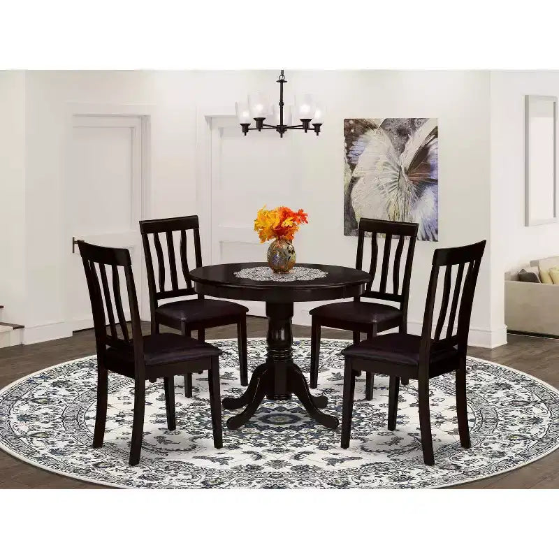 Set da pranzo cappuccino rotondo 5 pezzi, 4 posti a sedere