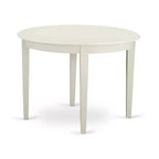 Set da pranzo rotondo, bianco lino, piano in legno, 4 posti, 5 pezzi