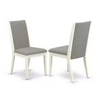 Set da pranzo rotondo, bianco lino, piano in legno, 4 posti, 5 pezzi