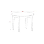 Set da pranzo rotondo, bianco lino, piano in legno, 4 posti, 5 pezzi