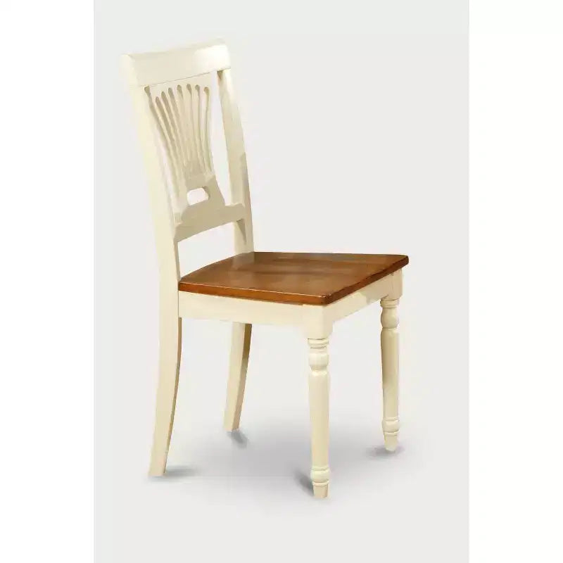 Set da Pranzo Rotondo 5 Pezzi, Bianco Antico e Ciliegio, 4 Posti, Sedie in Similpelle