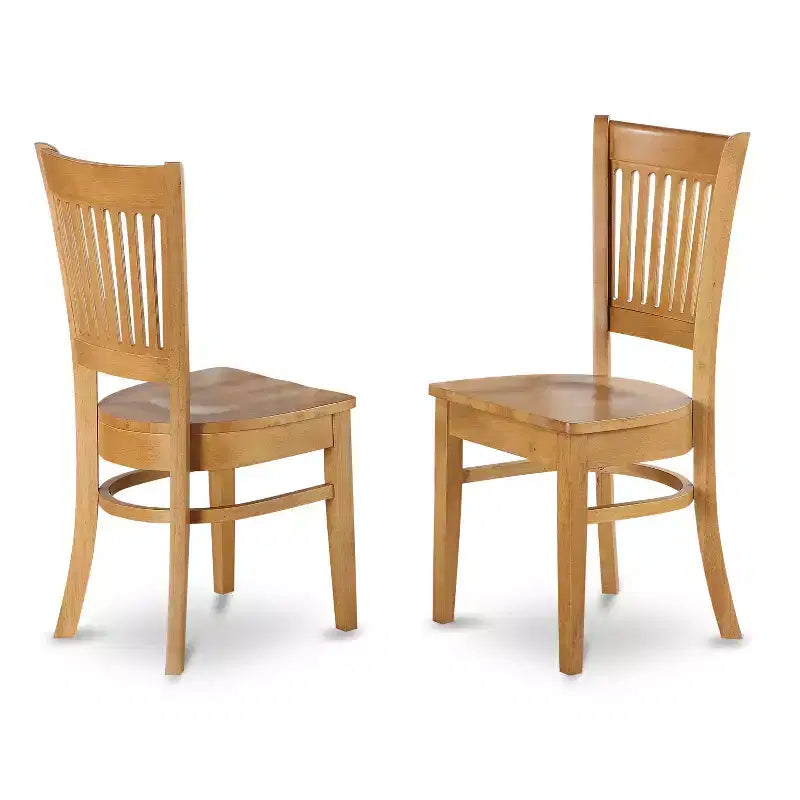 Set da pranzo rotondo in rovere naturale, sedie in similpelle, 4 posti, 5 pezzi