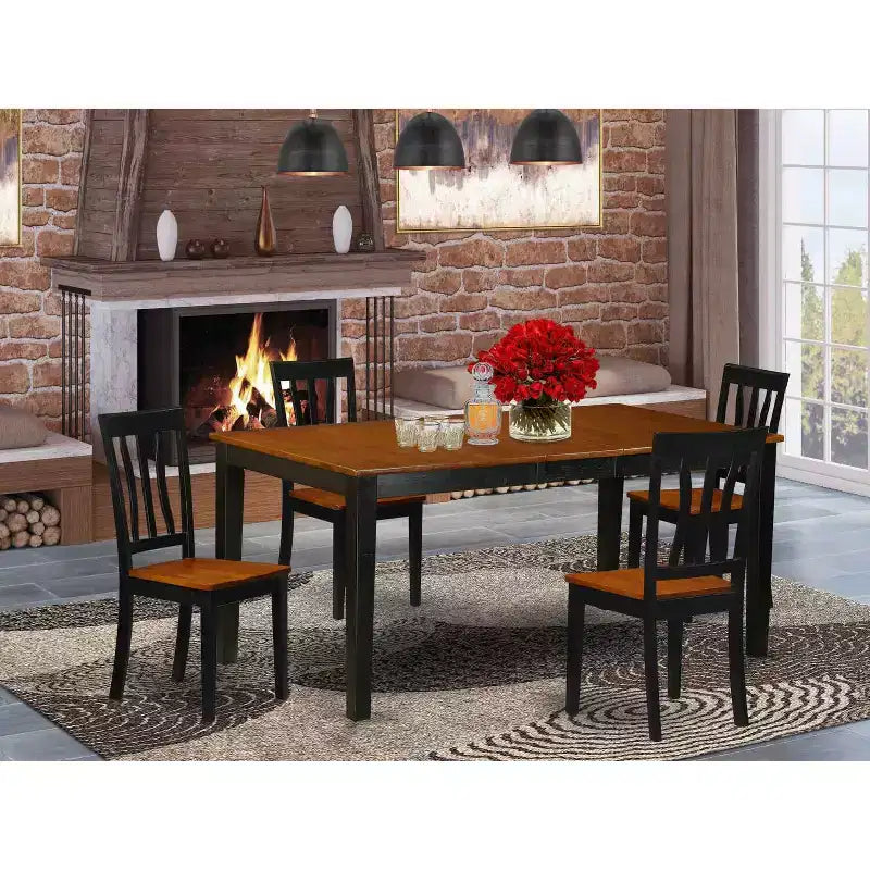 Set da pranzo rotondo Black & Cherry 5 pezzi, 4 posti a sedere