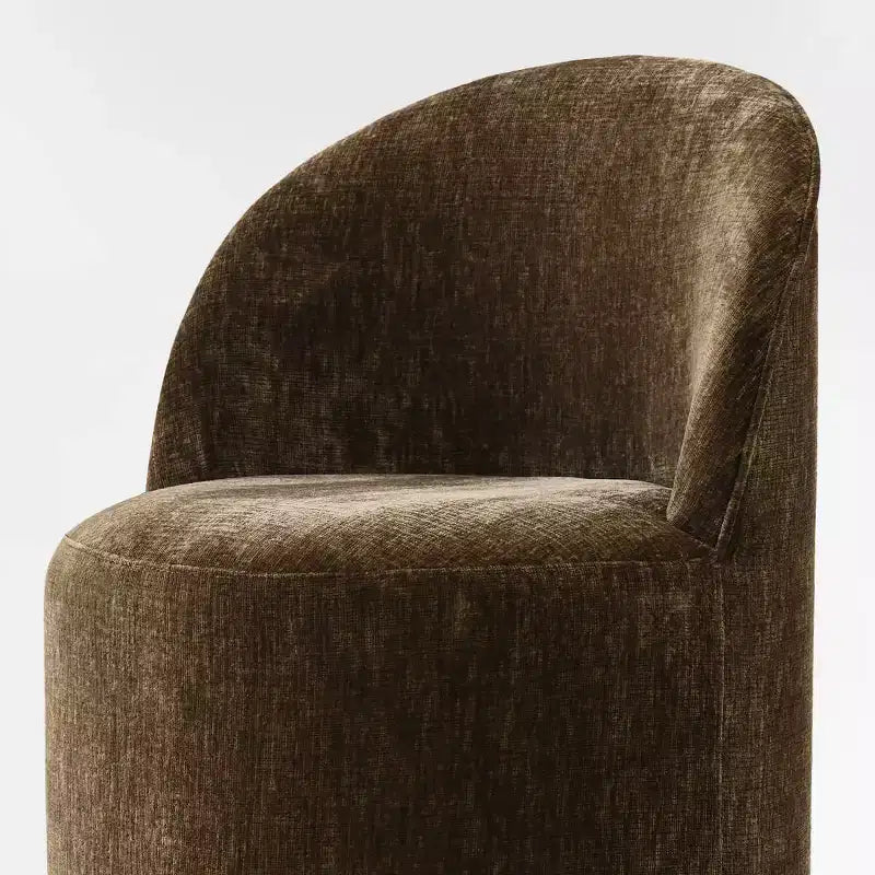 Sedia da pranzo con ruote in ciniglia – Set da 2 | Beige / Nero / Marrone / Verde salvia / Verde oliva / Terra / Brie