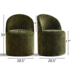 Sedia da pranzo con ruote in ciniglia – Set da 2 | Beige / Nero / Marrone / Verde salvia / Verde oliva / Terra / Brie